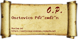 Osztovics Pázmán névjegykártya